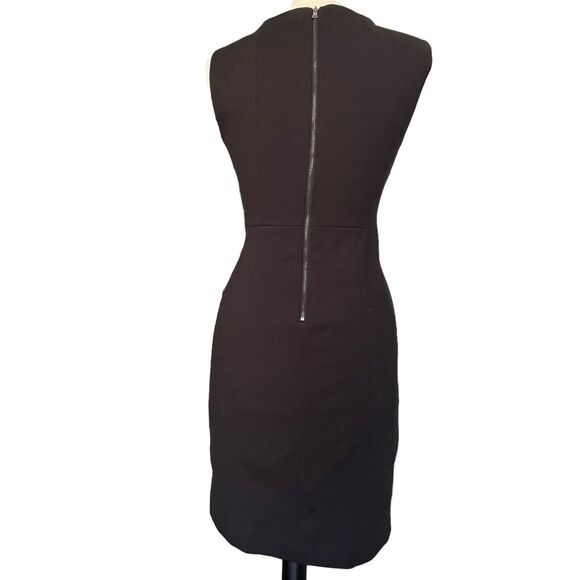 Womens T Tahari Black Sz S Knee Length Sheath Dress Teal Graphic Insert Back Zip - Picture 4 of 10